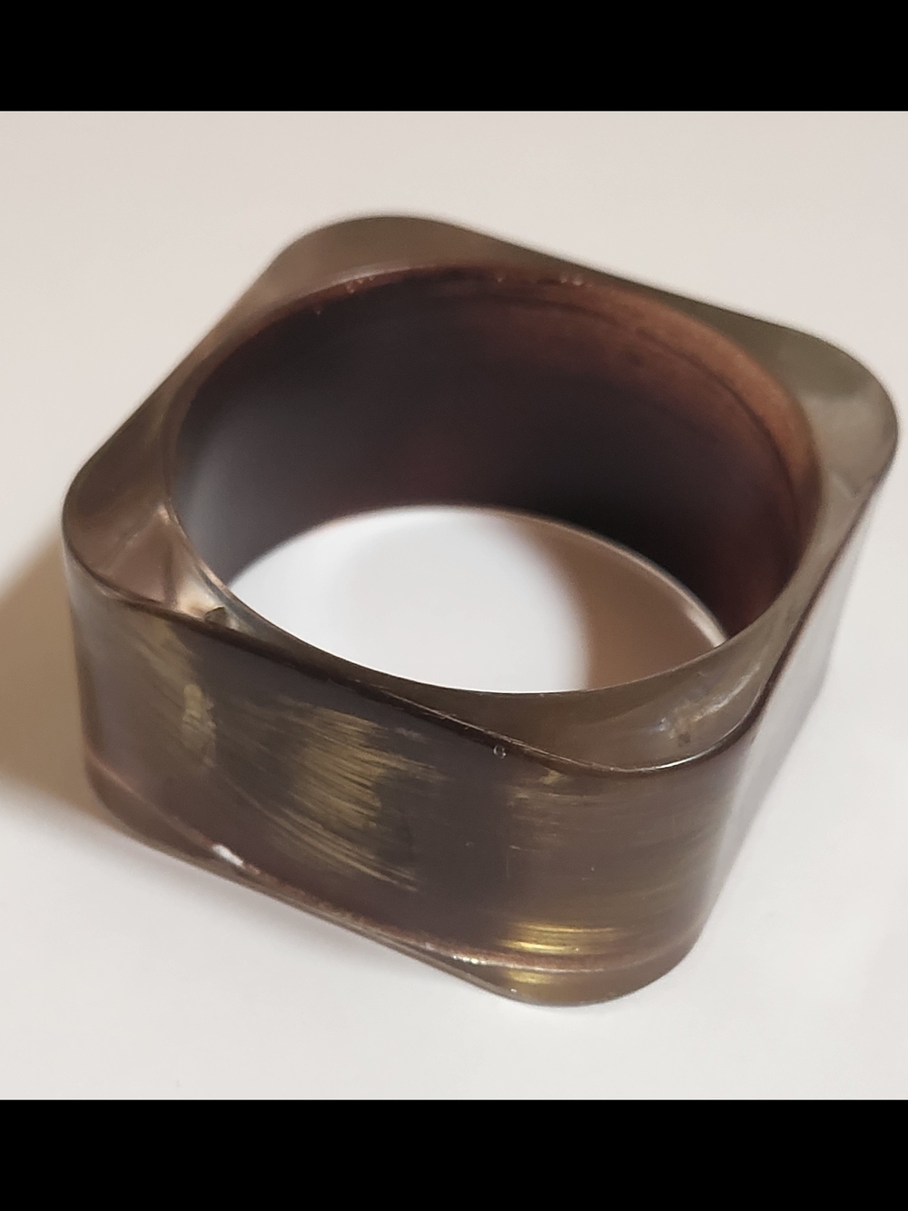 Neutral, Marble-patterned resin square cuff bracelet